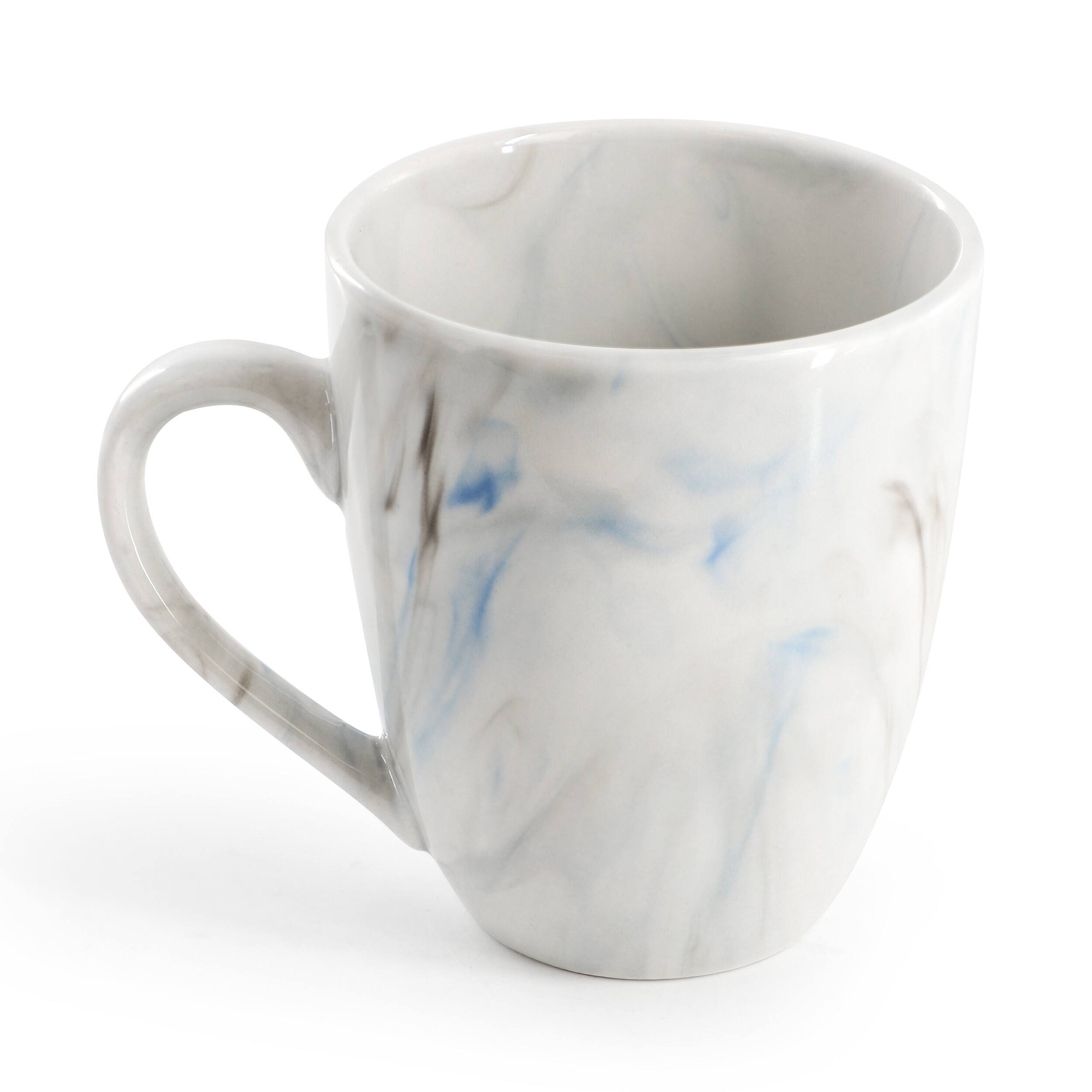 Alt View 4. Elama - Elama Fine Marble 16 Piece Porcelain Dinnerware Set in Blue and Gray - Blue and Gray.