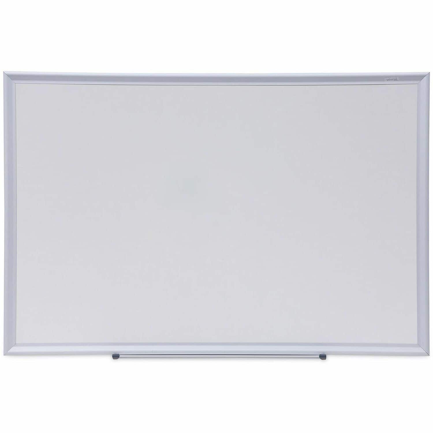 Universal - Deluxe Melamine Dry Erase Board, 36 x 24" , White Surface, Satin Aluminum Frame" - 36 x 24