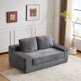 Meqiodas - Loveseat Sofa, Comfortable Deep Seat Sofa Bed, Modern Corduroy Couch for Living Room Bedroom, No Assembly Required - Gray