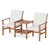 Front. U-HOMY - 4-Piece Wood Patio Furniture Set with Waterproof Cushions, Outdoor Conversation Set for Garden Backyard Poolside - Wood.