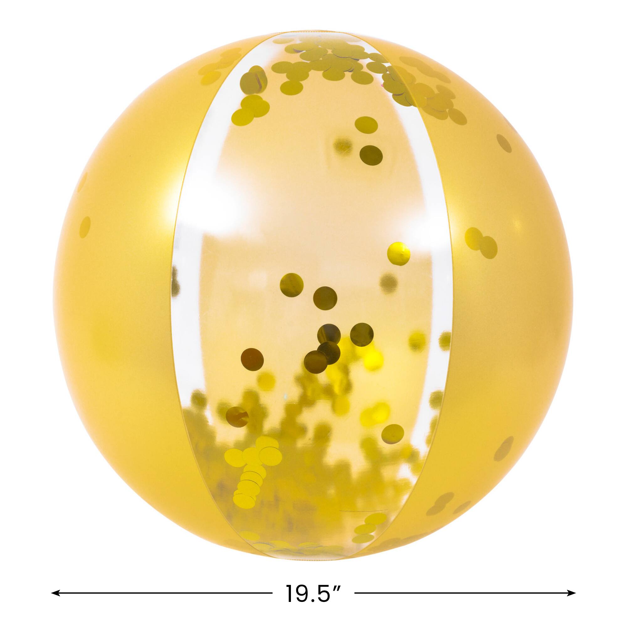 Alt View 3. Pool Central - Glitter Sequin Inflatable Beach Ball - 19.5" - Gold - Gold.