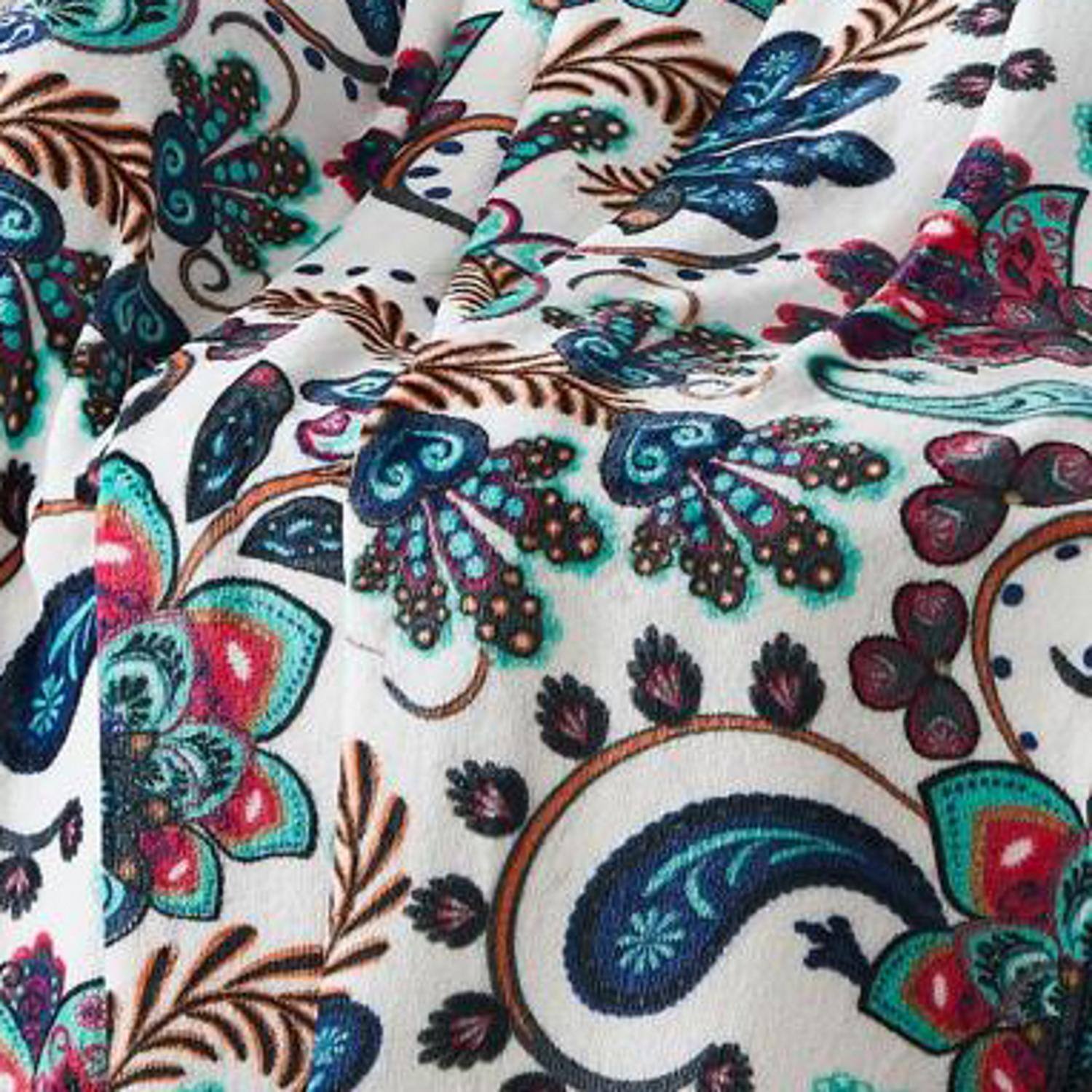 Alt View 3. Olivia Gray - Oliva Gray Jacobean Printed Flannel Throw - 50x60" Multi - Multi.