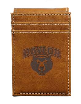 Rico Industries - Baylor Bears NCAA Laser Engraved Brown Front Pocket Wallet/Money Clip - Multi
