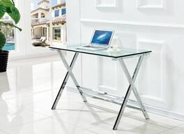 Glintex - Glass Computer Desk, Transparent Tempered Glass Laptop Table with Rounded Edges Desks, Sofa Table - Clear