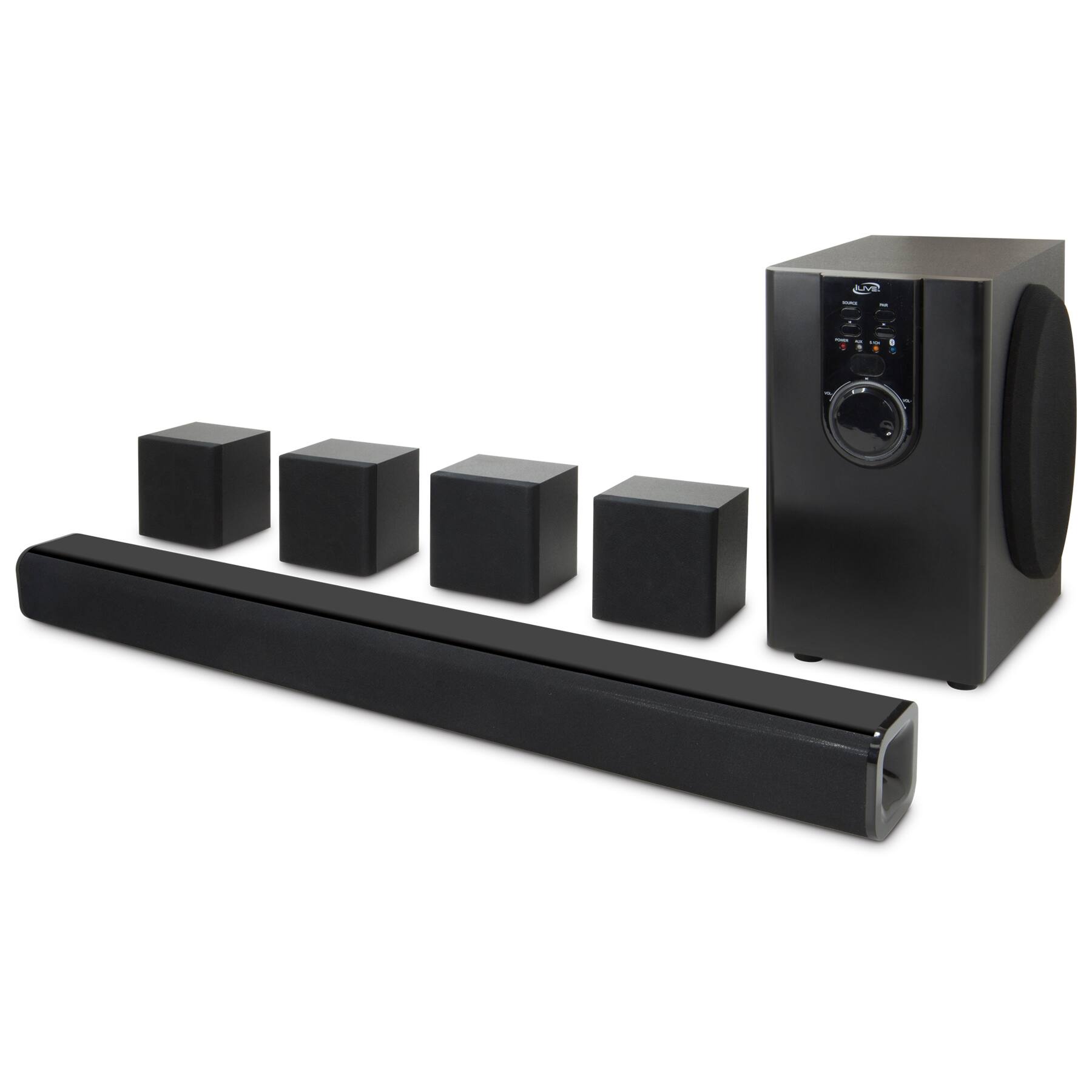 Front. iLive - iLive 5.1-Channel Home Theater System with Bluetooth, IHTB159B.