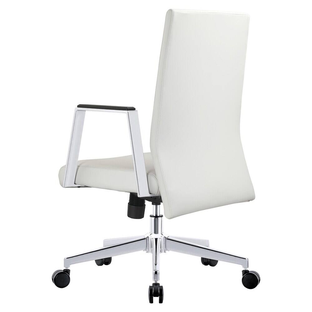 Alt View 5. LeisureMod - Aleen Office Chair in Upholstered Leather and Iron Frame with Swivel and Tilt Comfortable Desk Chair for Home Office - White.