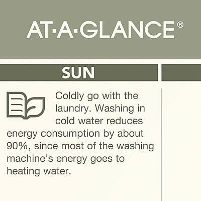 AT-A-GLANCE®

SUN

Coldly go with the laundry. Washing in cold water reduces energy consumption by about 90%, since most of the washing machine's energy goes to heating water.