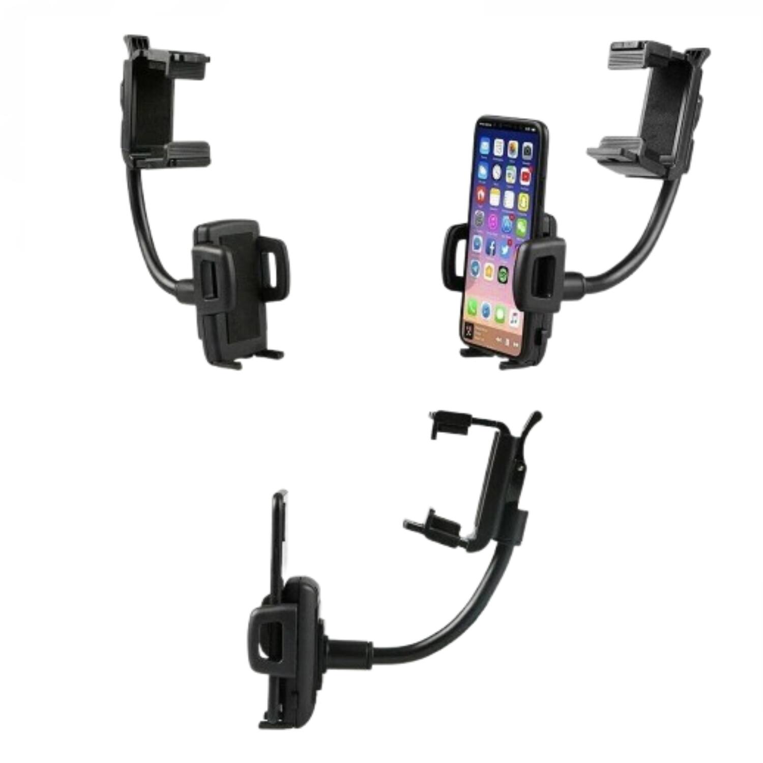 Back. Stock Preferred - Universal 360° Car Rearview Mirror Mount Holder - Black.
