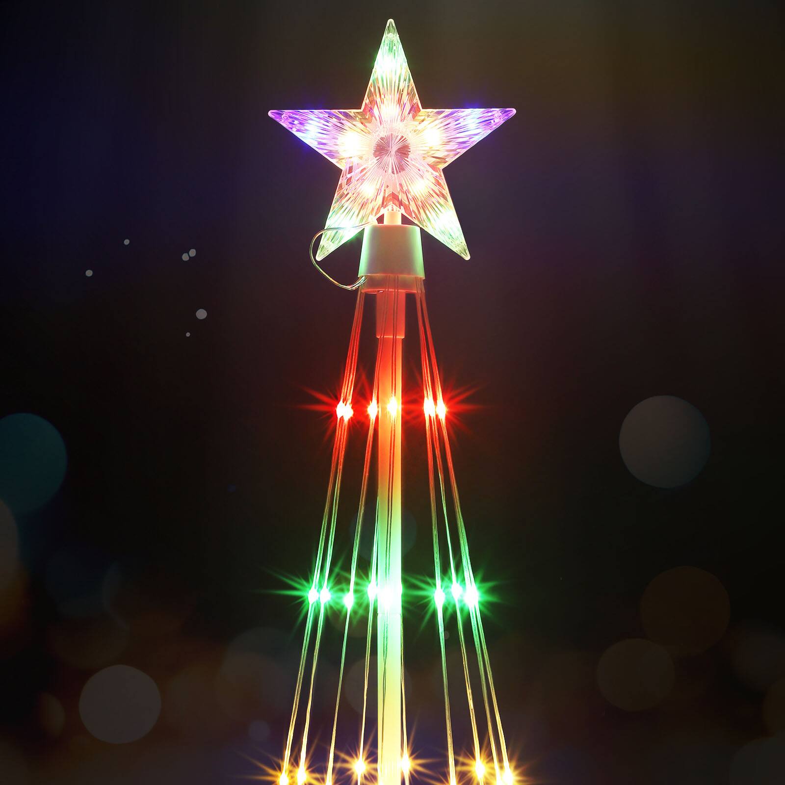 Oumilen 7.5FT Multicolor Cone Christmas Tree Light, Plug in 8 Lighting ...