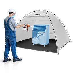 VEVOR - Portable Paint Booth Tent, 116.14 x 114.96 x 79.53 inch Painting Tent Station, Spray Shelter with Built-in Floor - White