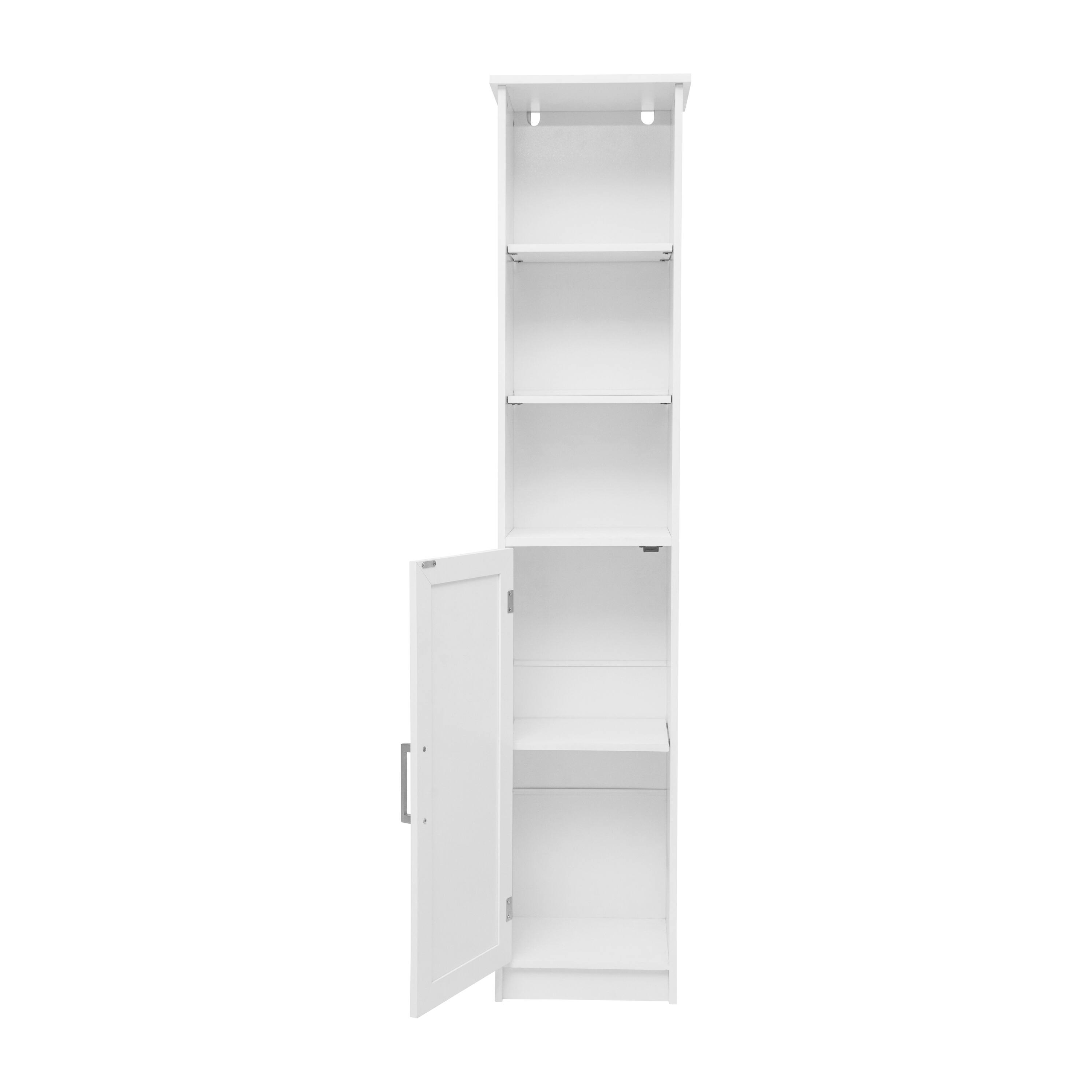 Alt View 10. Emma + Oliver - Modern Freestanding Linen Tower with Shelves and Magnetic Close Door - White.