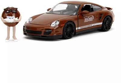 Jada 1/24 M&M’s ブラウン&ポルシェ 911 ターボ　　8/14 PORSCHE 911 TURBO & BROWN M&M FIGURE 1/24 DIECAST MODEL CAR