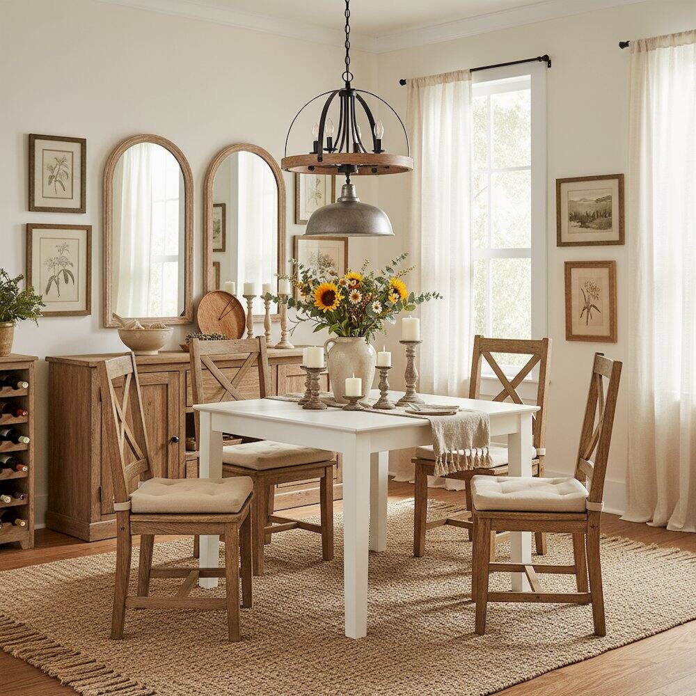 Left. FurniFact - Square Dining Table - Linen White.