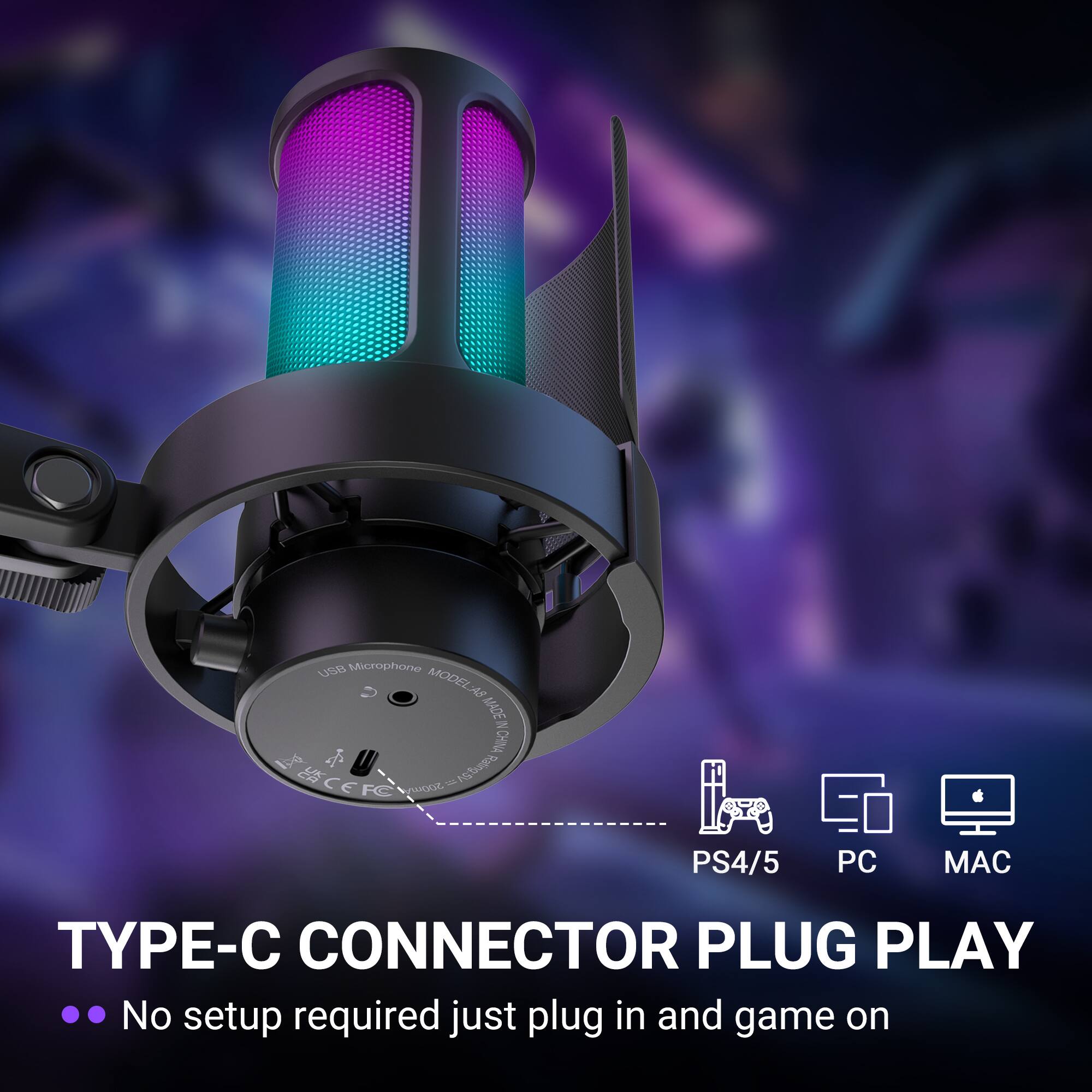 FIFINE - USB Gaming Condenser Microphone Kit, PC Streaming M