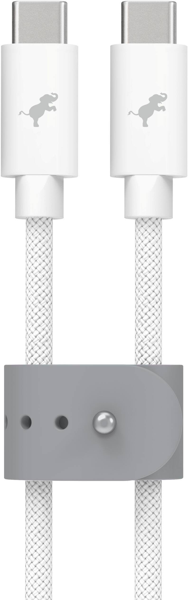 Angle. Nimble - Powerknit USB-C to USB-C Cable 1M/3.3FT Fast Charging for iPhone 17–15, iPad, MacBook Air/Pro 2018–2022, Samsung & More - White.