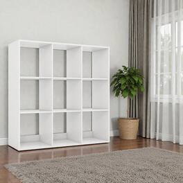 Hivvago - Freestanding 9-Cube Display Shelf with Protective Rear Guardrail - White