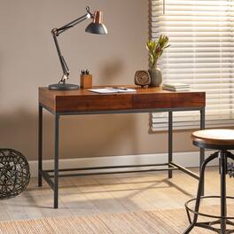 APRILSOUL - Industrial Acacia Wood Desk with Drawer Mid Century Home Office Workstation - Oak