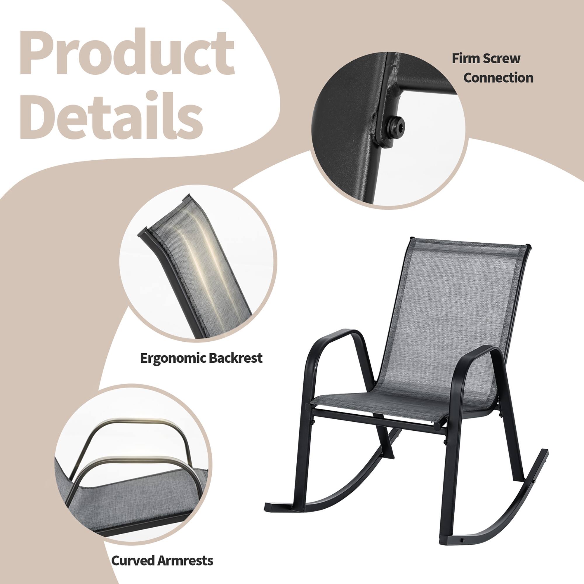 Product Details  
- Firm Screw Connection  
- Ergonomic Backrest  
- Curved Armrests