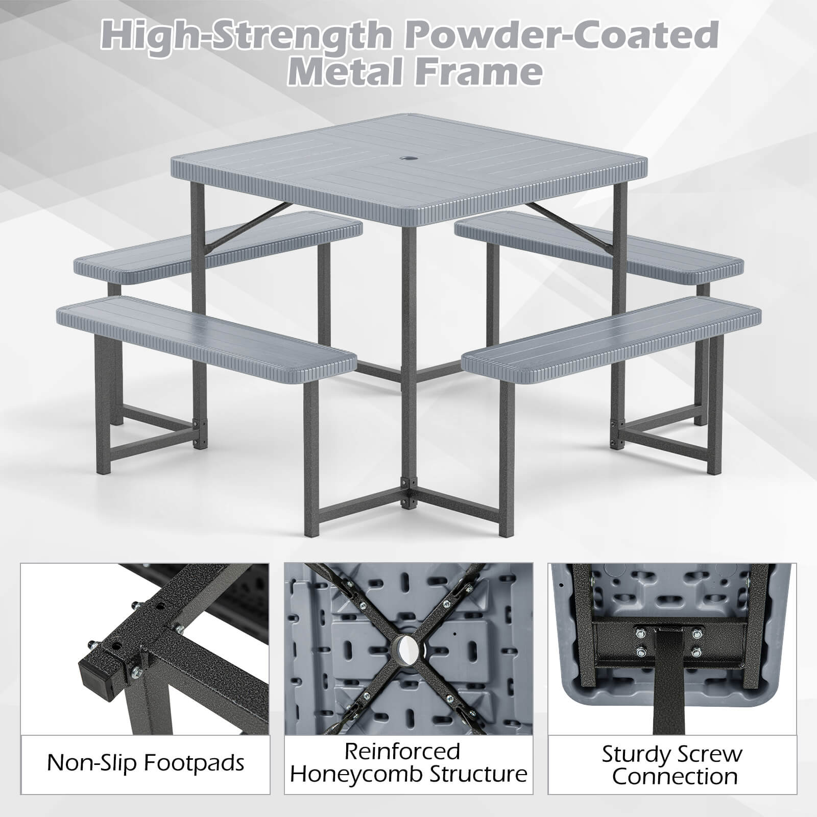 High-Strength Powder-Coated Metal Frame Reinforced Non-Slip Footpads Honeycomb Structure Sturdy Screw Connection