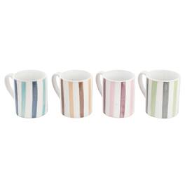Gibson - Home Atlantic Waves 4 Piece 17 Ounce Handpainted Stoneware Mug Set - Assorted Colors