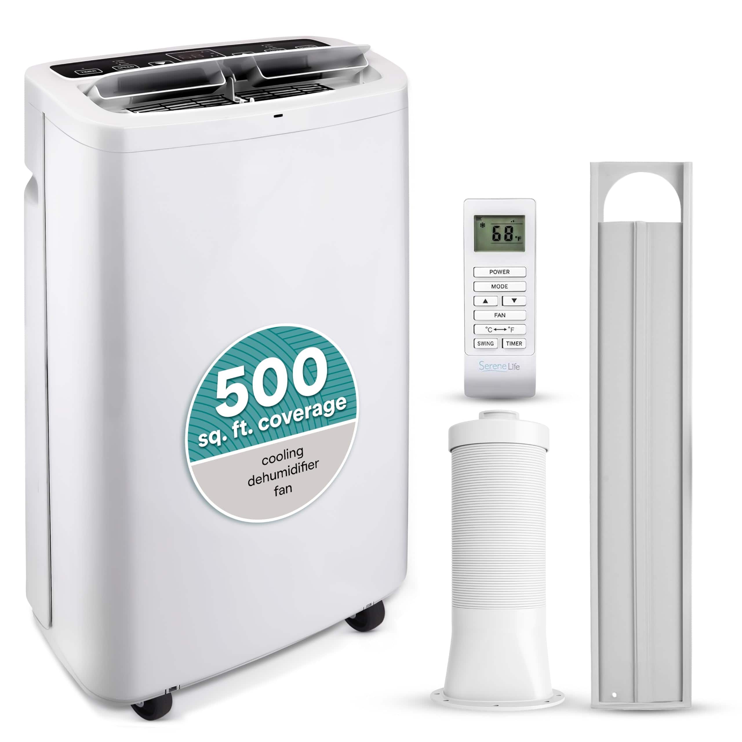 SereneLife - 14,000 BTU Portable Air Conditioner, Built-in Dehumidifier, Remote Control, Window Mount Kit (SLPAC14)