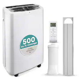 SereneLife - 14,000 BTU Portable Air Conditioner, Built-in Dehumidifier, Remote Control, Window Mount Kit (SLPAC14)