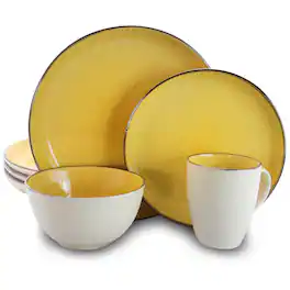 Elama - Mellow- 16-Piece Dinnerware Set - Yellow
