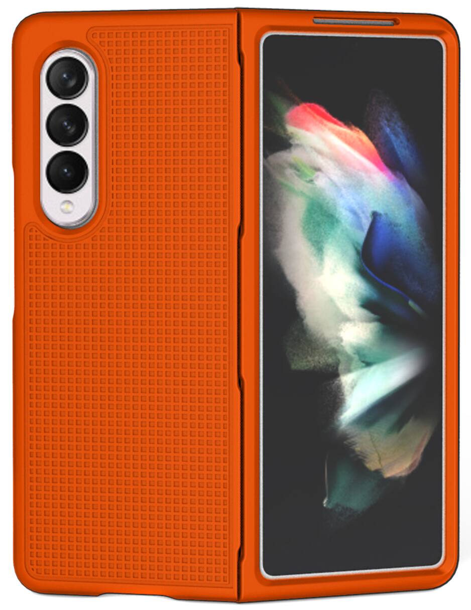 Alt View 9. Nakedcellphone - Slim Case and Holster Belt Clip with S Pen Holder for Samsung Galaxy Z Fold 3 - Orange.