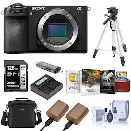 Bundle - Sony - Alpha a6700 Mirrorless Camera Body with Shoulder Bag, 128GB SD Card, Card Reader, Corel Mac & PC Software