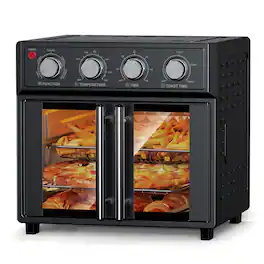 Loheer - Extra Large Air Fryer Toaster Oven French Door Convection Multifunction Countertop Oven - Black