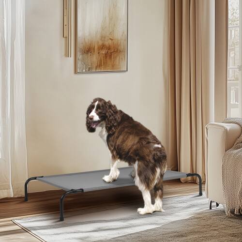 Alt View 10. Winado - Portable 50in Dog Bed, Cooling Raised Pet Cot, with Waterproof Textilene Mesh, Washable, Breathable for Indoor Outdoor - Light Gray.