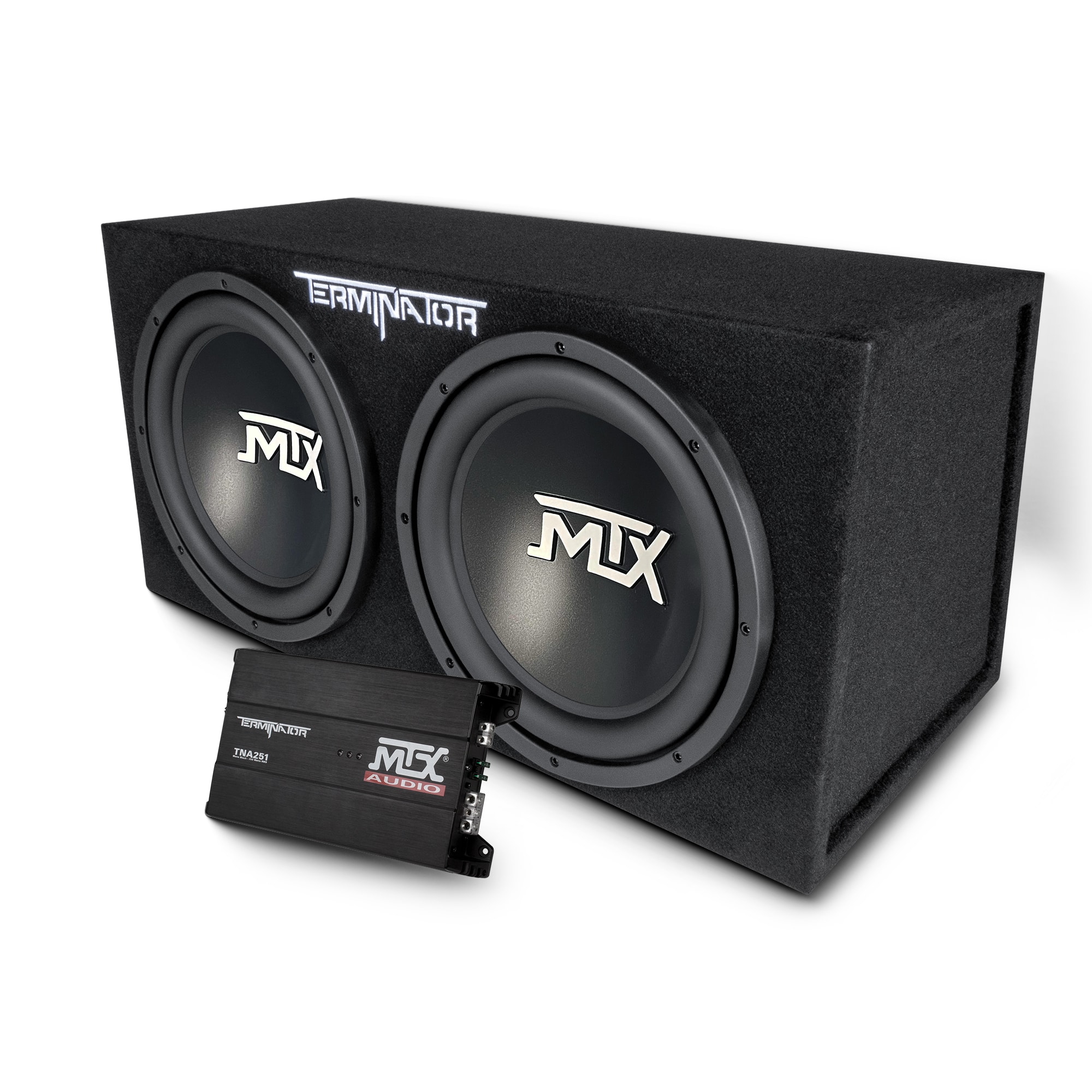 MTX - 12" 1200W Dual Loaded Car Subwoofer Audio, Sub Box, Amplifier and Amp Kit - Black