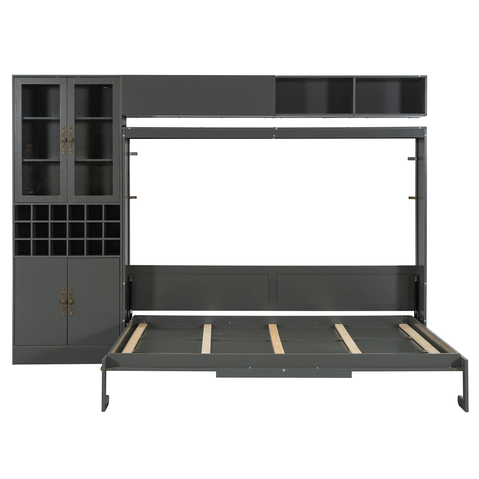 Alt View 2. Anysun - Queen Size Murphy Bed Wall Bed with Sofa , Shelves USB & Light - Gray.