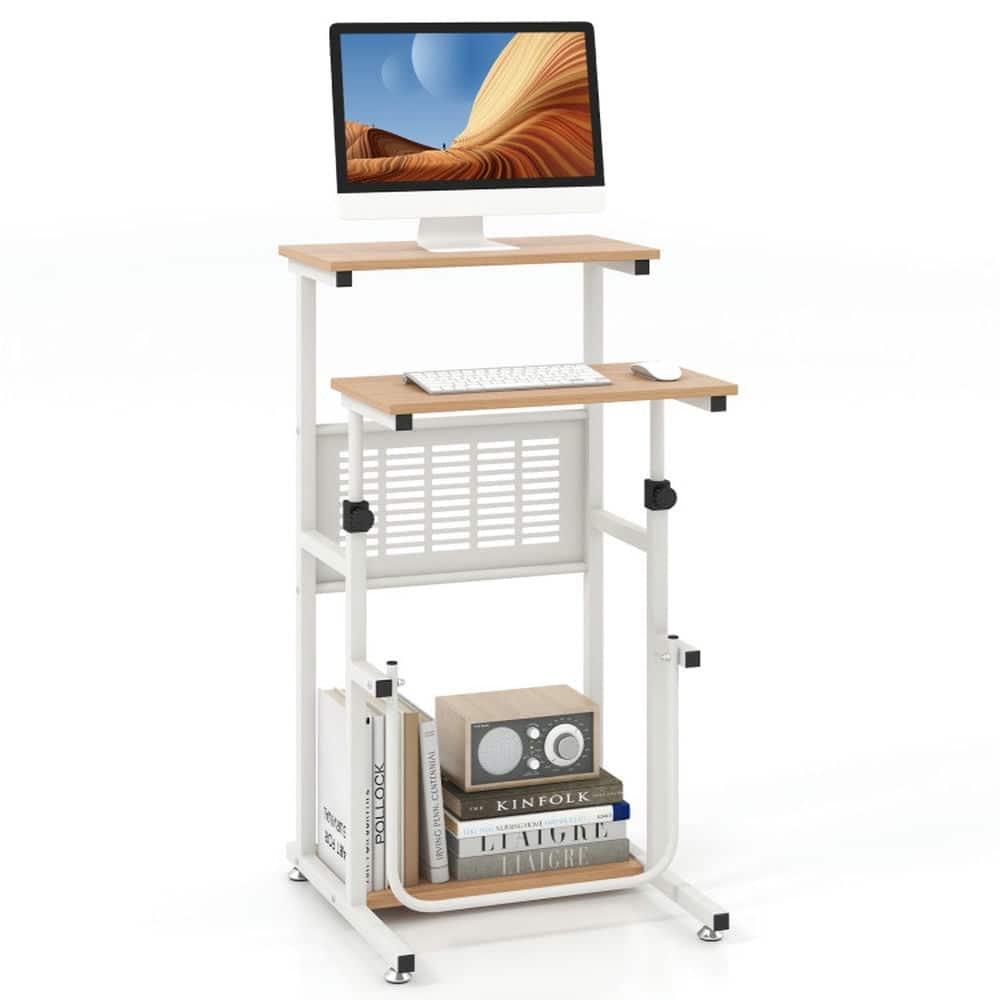 Kadyn - Standing Desk for Small Space Sit Stand Desk with Height Adjustable Desktop - Brown