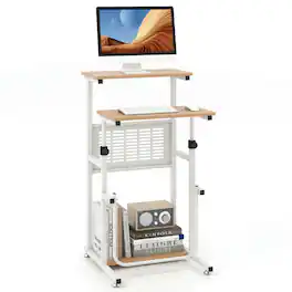 Kadyn - Standing Desk for Small Space Sit Stand Desk with Height Adjustable Desktop - Brown