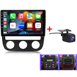 Junsun - Backup Camera 8 Core 4+64GB 10"Android 15 carplay For Volkswagen Jetta 5 2005-2010 Car Stereo Radio GPS Navi WIFI SWC BT - Black