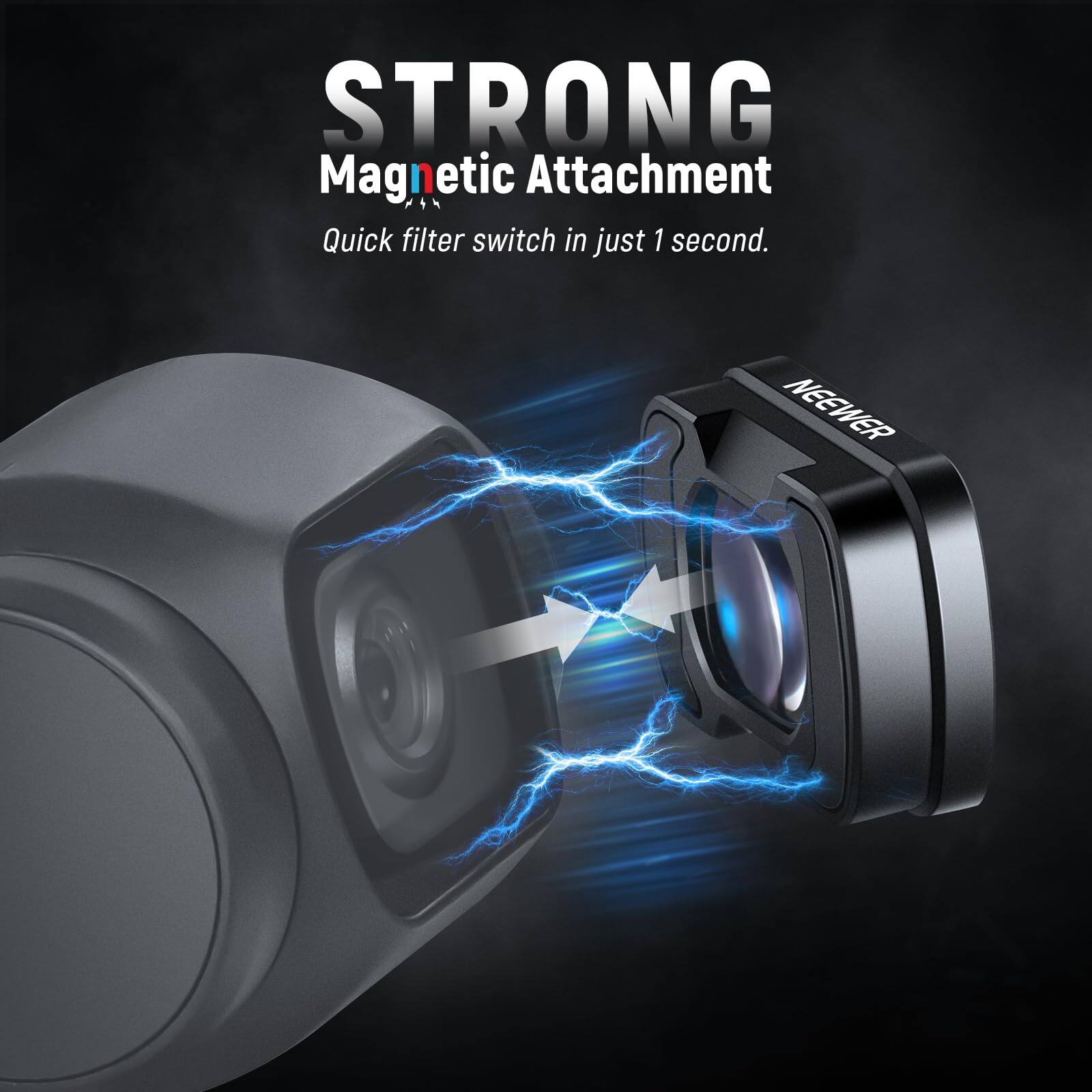 STRONG Magnetic Attachment  
Quick filter switch in just 1 second.  
NEEWER