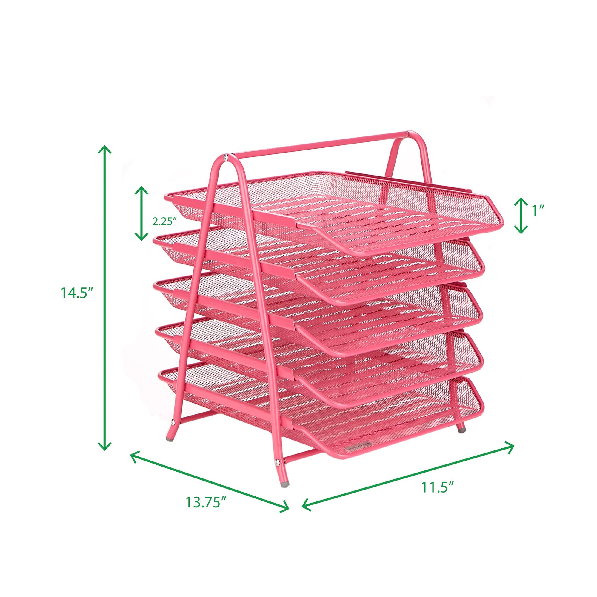Alt View 12. Mind Reader - Desk Organizer with 5 Sliding Trays - Pink.