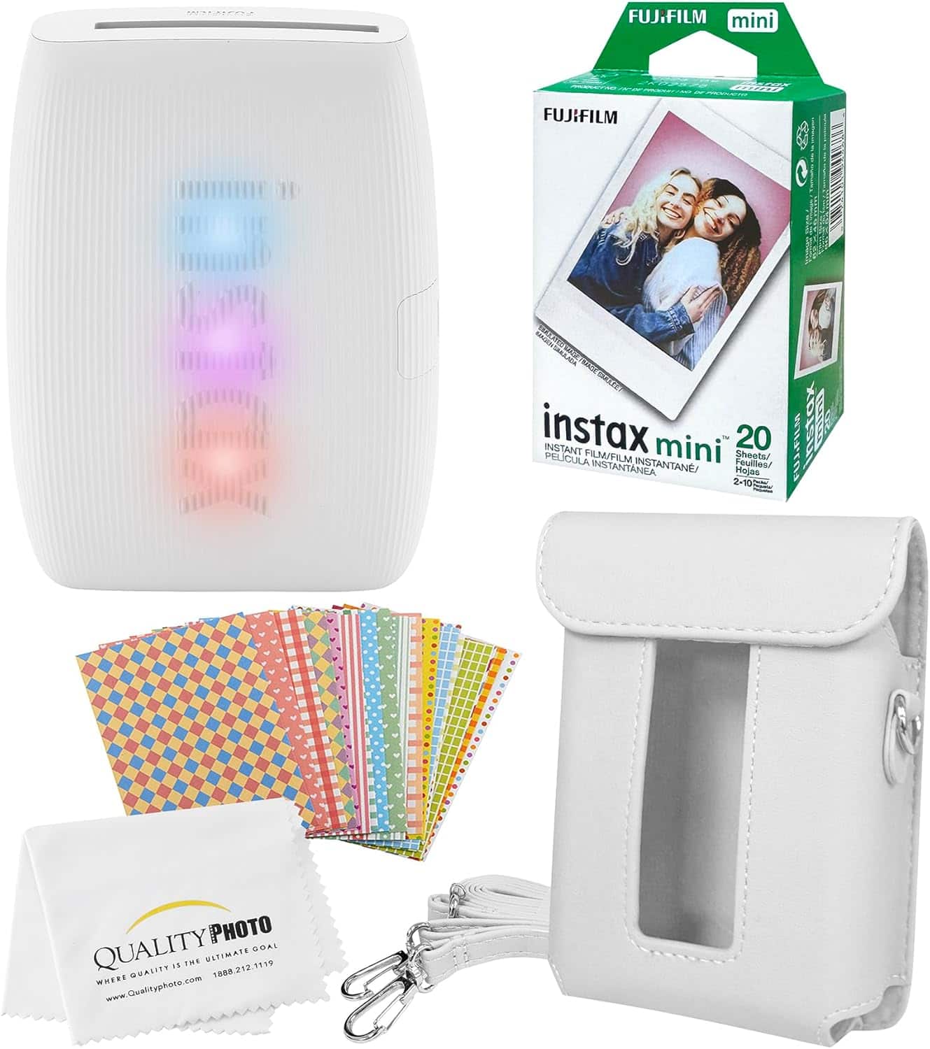 Instax Mini Link 3 Smartphone Printer 20 Fujifilm Mini Films Printer Case Decorative Stickers Quality Photo Micro Cloth - Clay White