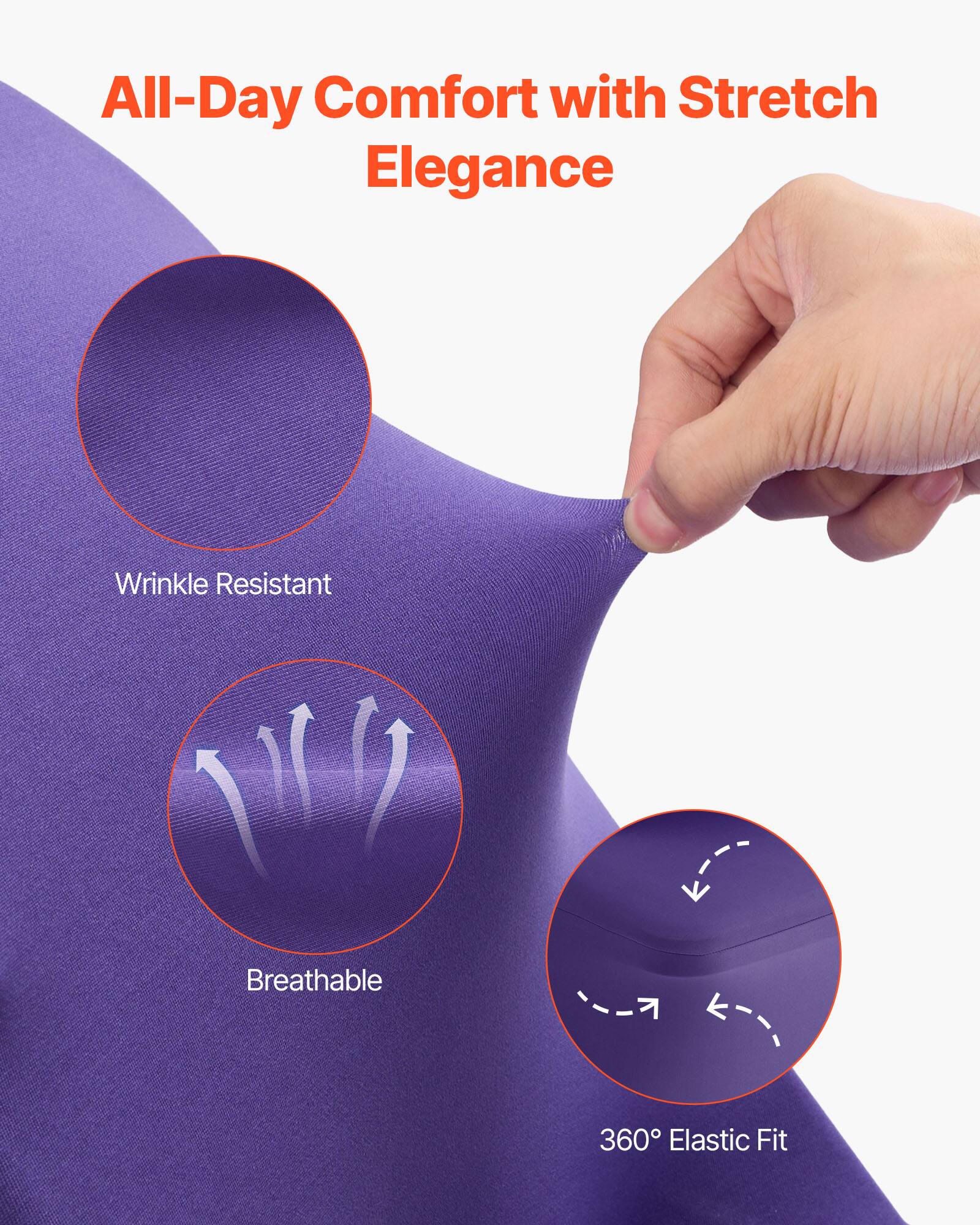 All-Day Comfort with Stretch Elegance

- Wrinkle Resistant
- Breathable
- 360° Elastic Fit