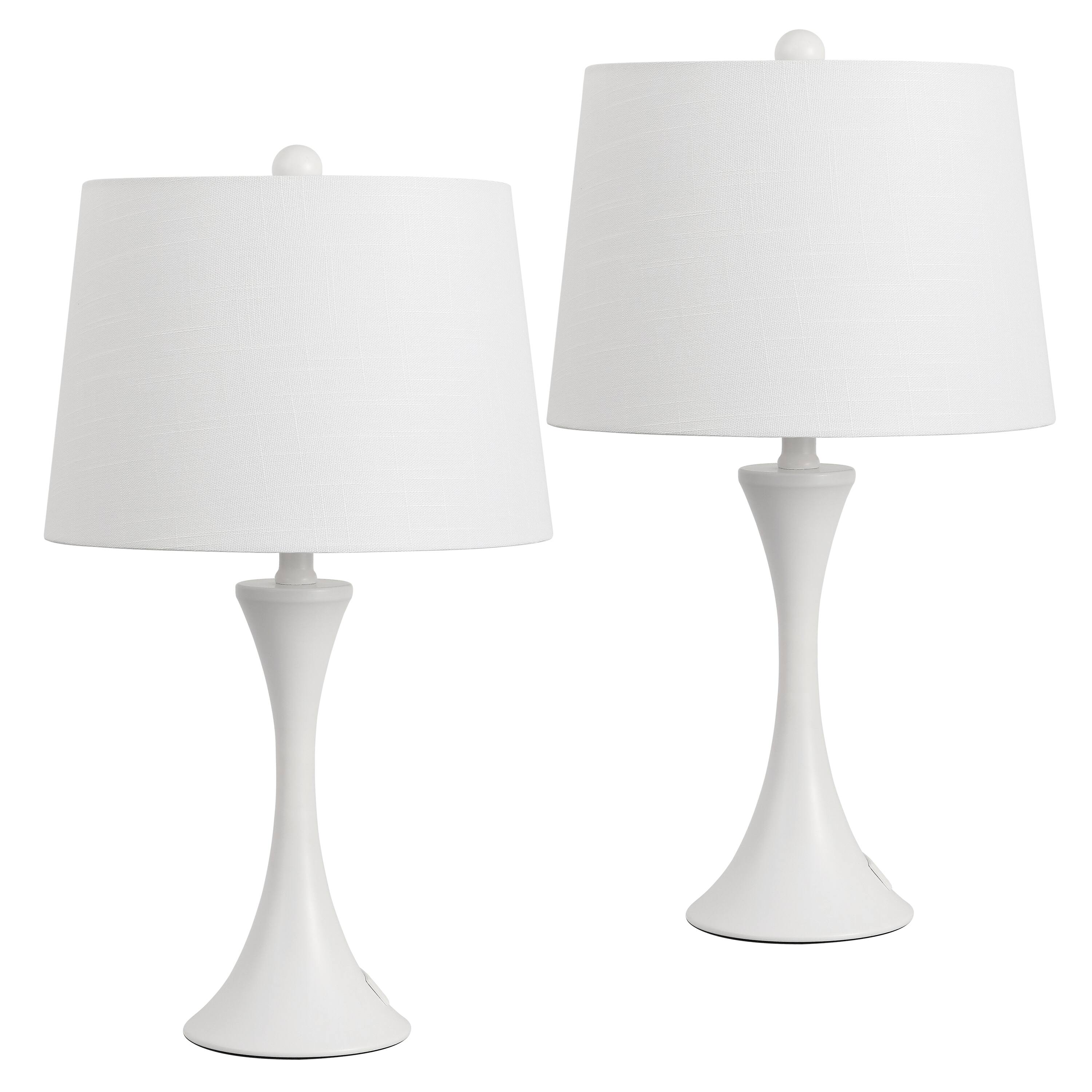 Alt View 7. Jonathan Y - Bennett 23" White Metal Candlestick Table Lamp Set of 2 for Bedroom with Touch Sensor with USB A and C Charging Ports - White.