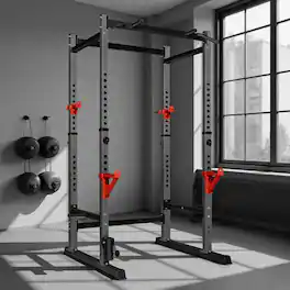 KERDOM - Heavy Duty Stable Squat Rack Height Adjustable Weight Lifting Stand Power Rack Cage Home Gym Equipment, 660lbs Capacity - Black