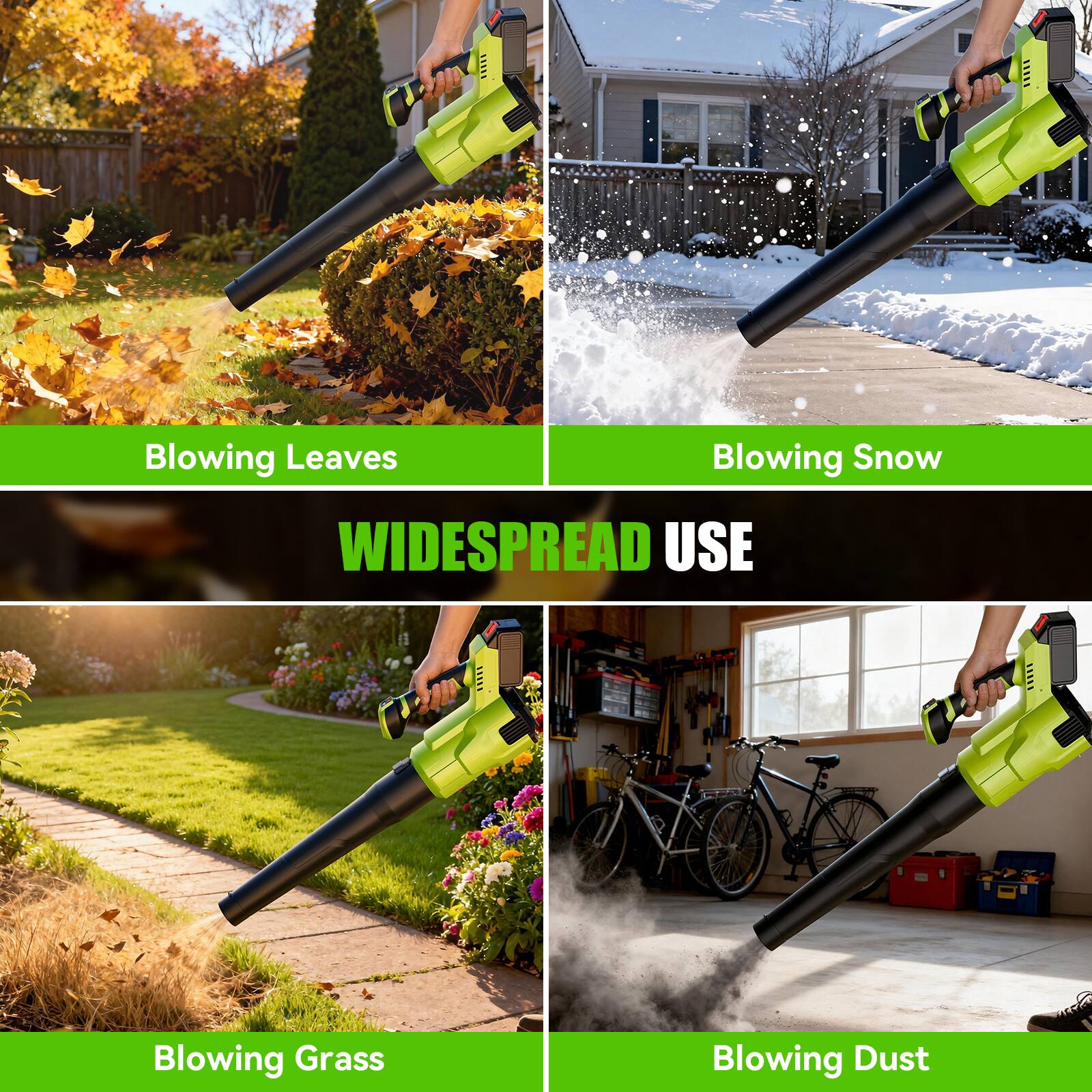 Blowing Leaves  
Blowing Snow  
Blowing Grass  
Blowing Dust  

WIDESPREAD USE