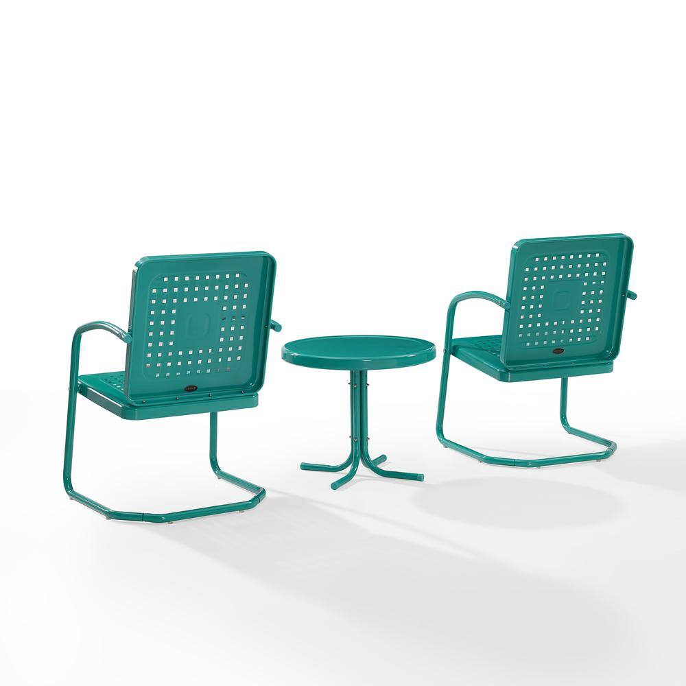 Alt View 2. Crosley Furniture - Bates 3Pc Retro Outdoor Chair Set - Side Table & 2 Armchairs - Turquoise Gloss.
