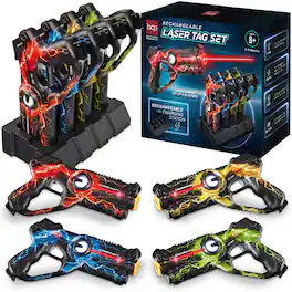Best Choice Products - Set of 4 Rechargeable Laser Tag Blasters No Vests Needed w/Docking Station - Red/Yellow/Blue/Green - Red/ Yellow/ Blue/ Green