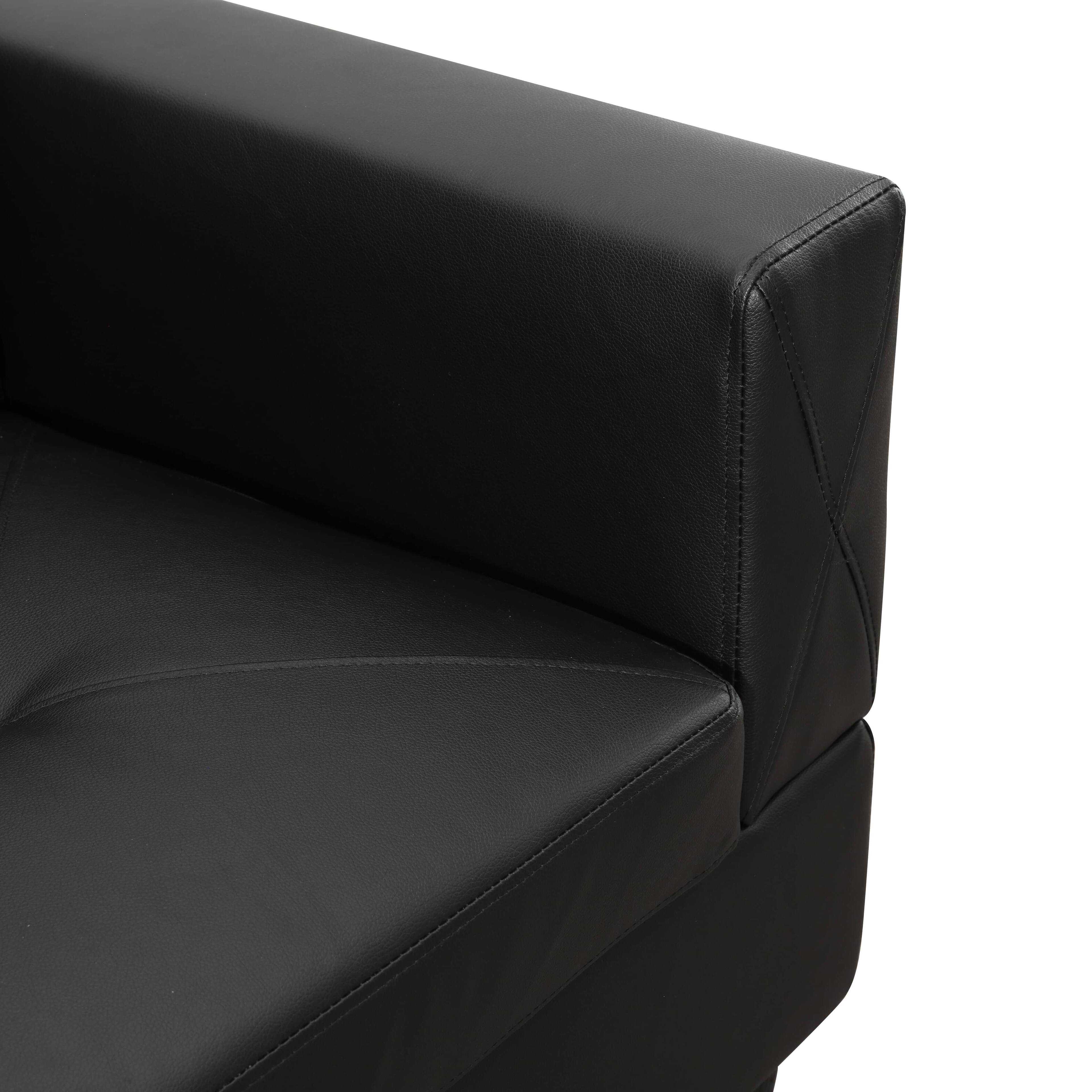 Left. Boyel Living - Premium Semi PU Upholstered Sofa Solid Wood Frame Double Spring with Right Chaise Lounge - Black.