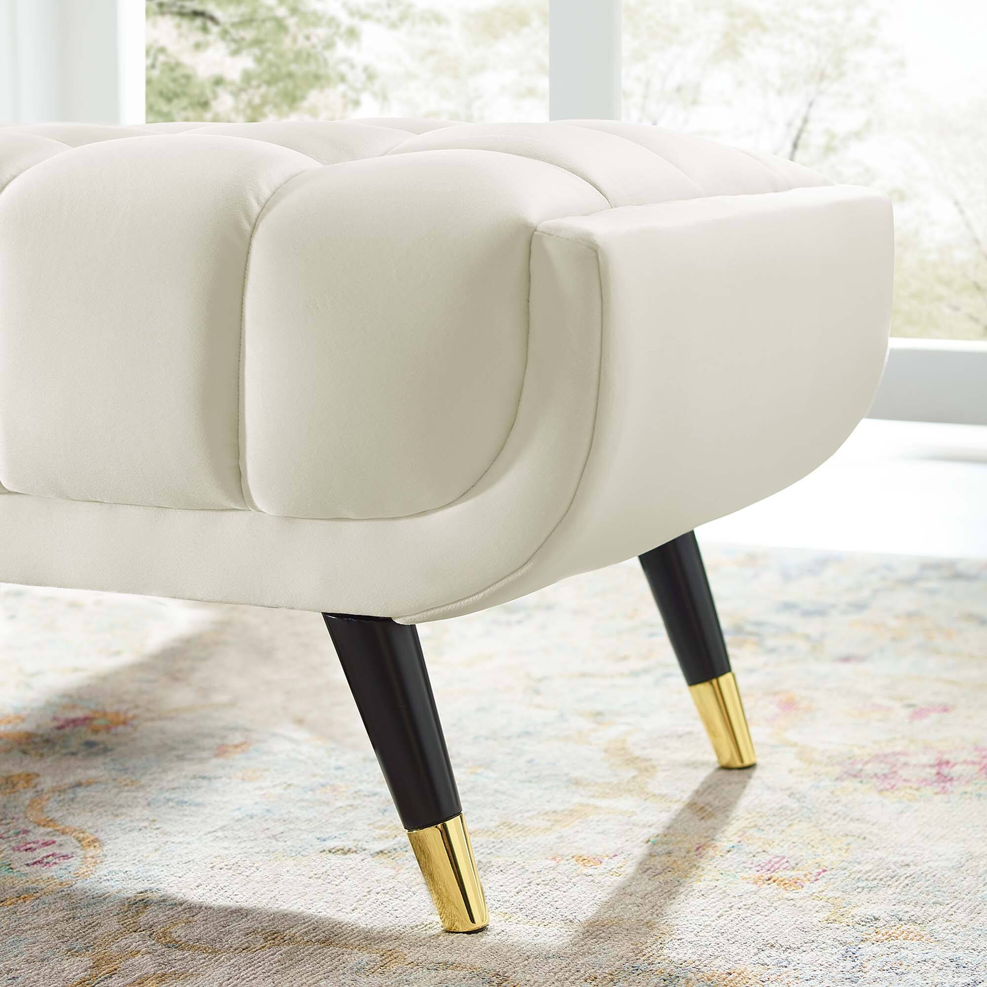 Alt View 1. Modway - Adept 60" Performance Velvet Bench by Modway - Ivory.