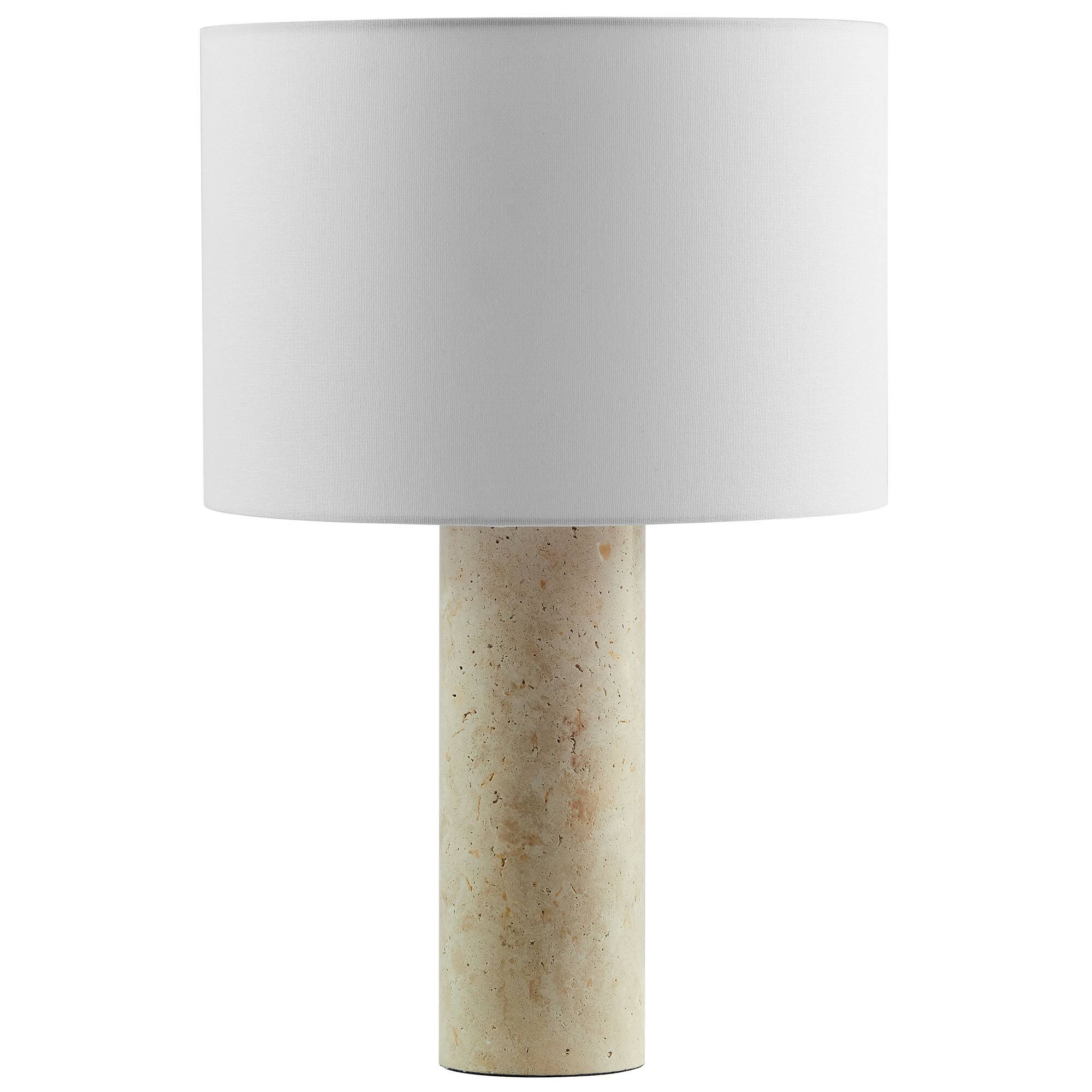 Angle. Modway - Zenith Travertine Table Lamp With Fabric Drum Shade by Modway - Travertine.