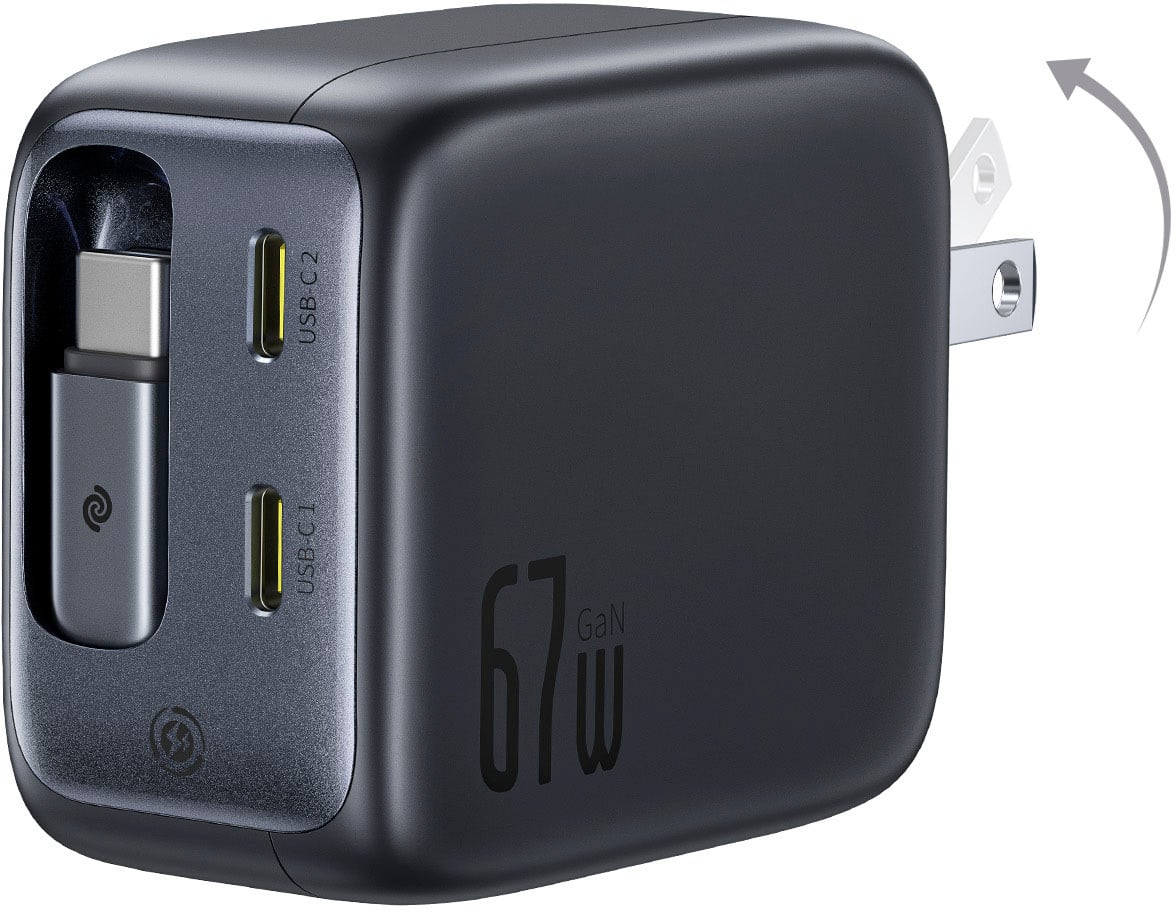 Baseus - Enercore with Single Retractable USB-C Cable Charger 67W - Black