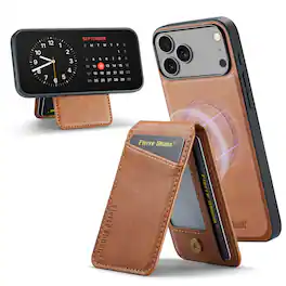 Dteck - Detachable Magnetic Wallet Case For Apple iPhone 17 Pro Shockproof Leather RFID Blocking Flip Kickstand Cover - Brown